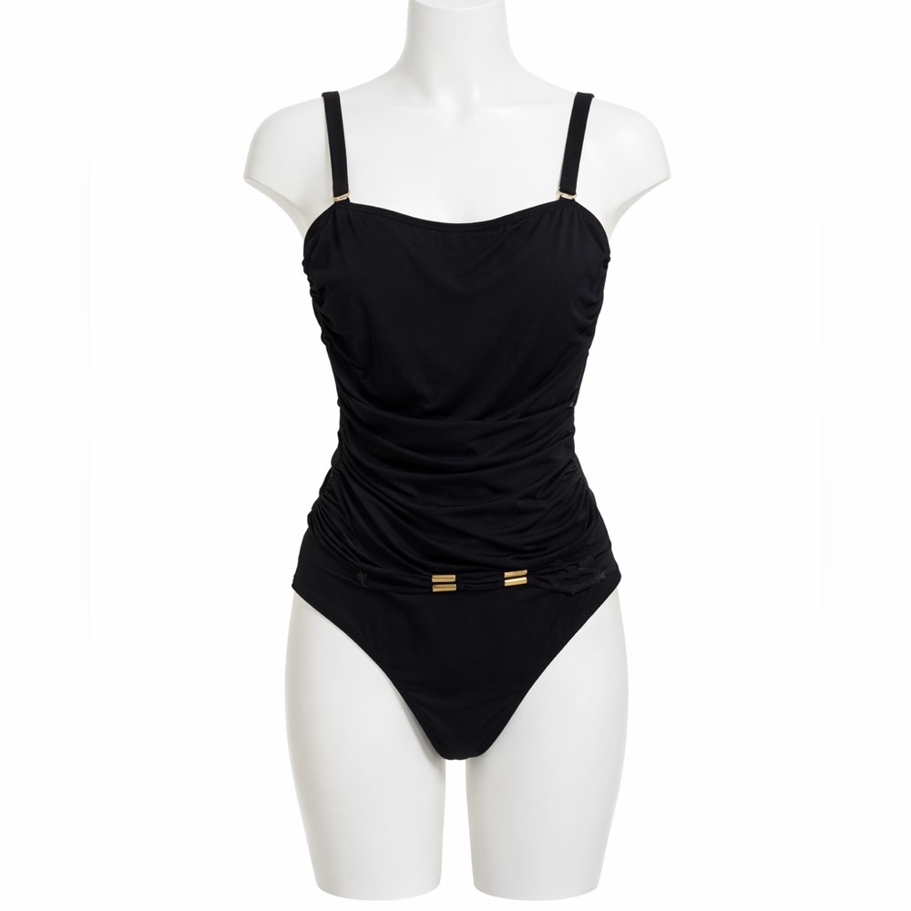 Bleu Rod Beattie Black Ruched One Piece Swimsuit